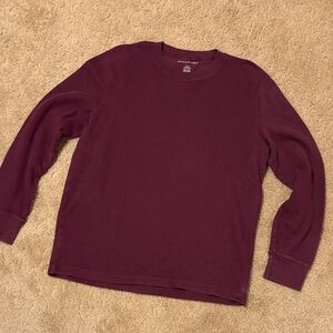 American Eagle Outfitters Men's Deep Red Long Sleeve Shirt